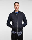 CONTRASTING FAUX SUEDE BOMBER JACKET