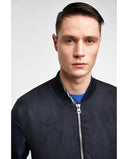 CONTRASTING FAUX SUEDE BOMBER JACKET