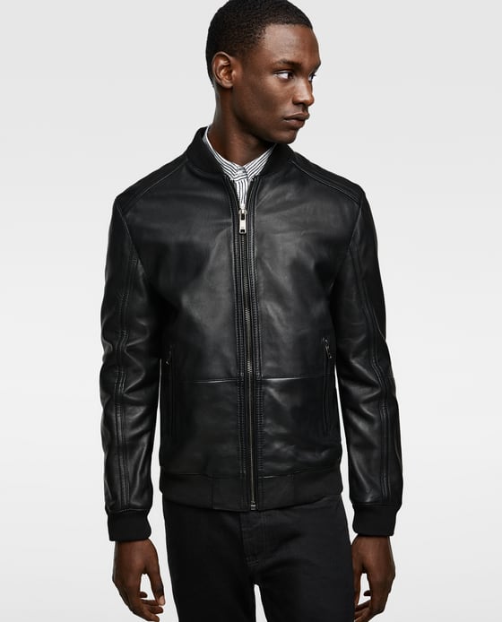 LEATHER BOMBER JACKET