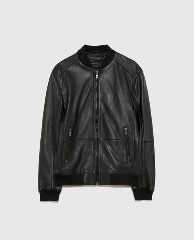LEATHER BOMBER JACKET